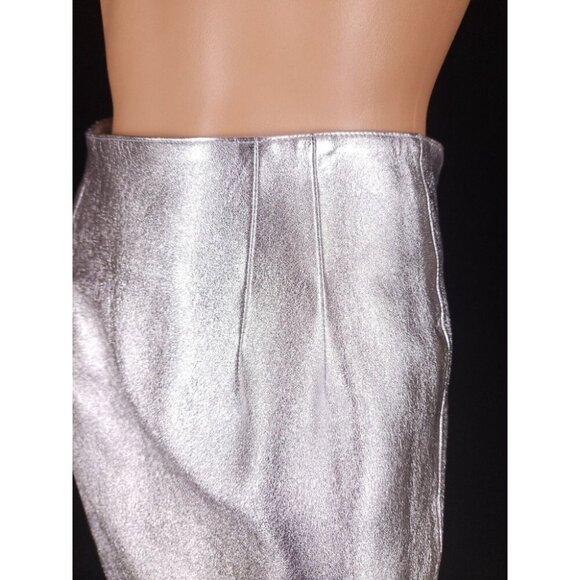 Corbo Boutique Silver Vegan Leather Mini Skirt Bespoke Size XS - Picture 3 of 6